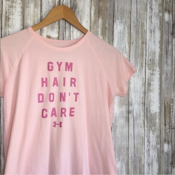 Under Armor Kids Pink Gym Hair Tee - Picture 2 of 4